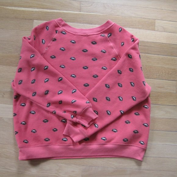 Wildfox Couture Lip Service Sweatshirt Red Boxy Pullover Sweater Top M - Picture 6 of 13